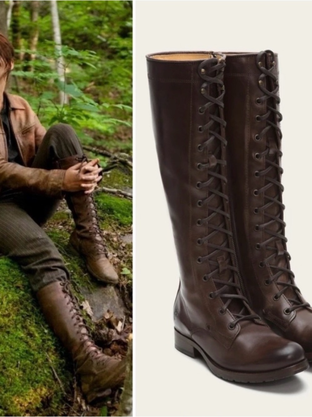 KATNISS Frye Melissa Tall Brown Leather Lace Up Knee High Riding Boot Size 9 - Picture 3 of 12